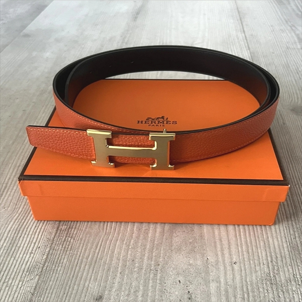Hermes Brown Belt with Gold Buckle